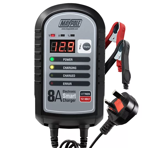 MAYPOLE – 8A 12V ELECTRONIC SMART BATTERY CHARGER