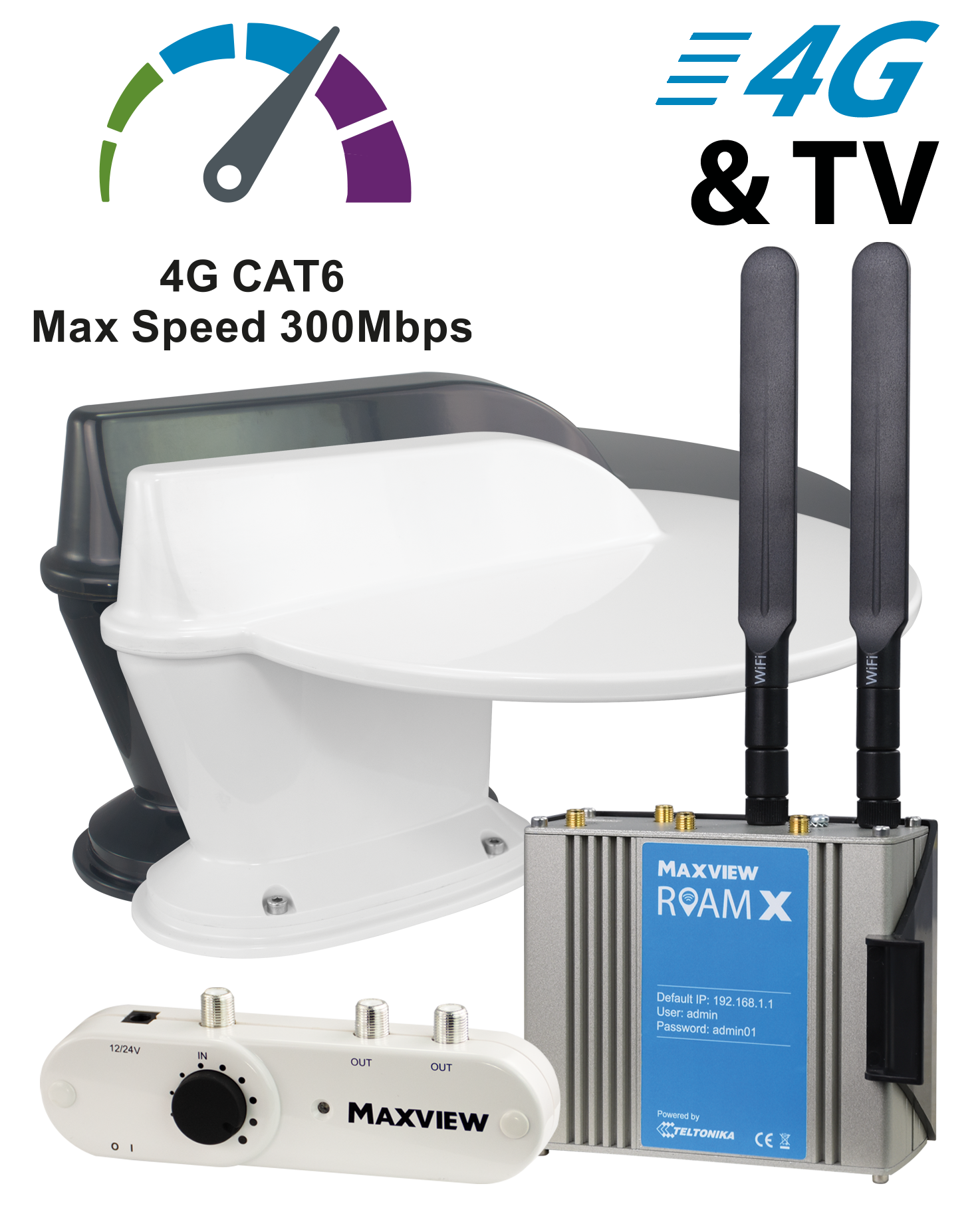 Maxview – Roam X Combo WiFi and Terrestrial TV Antenna Max 300Mbps